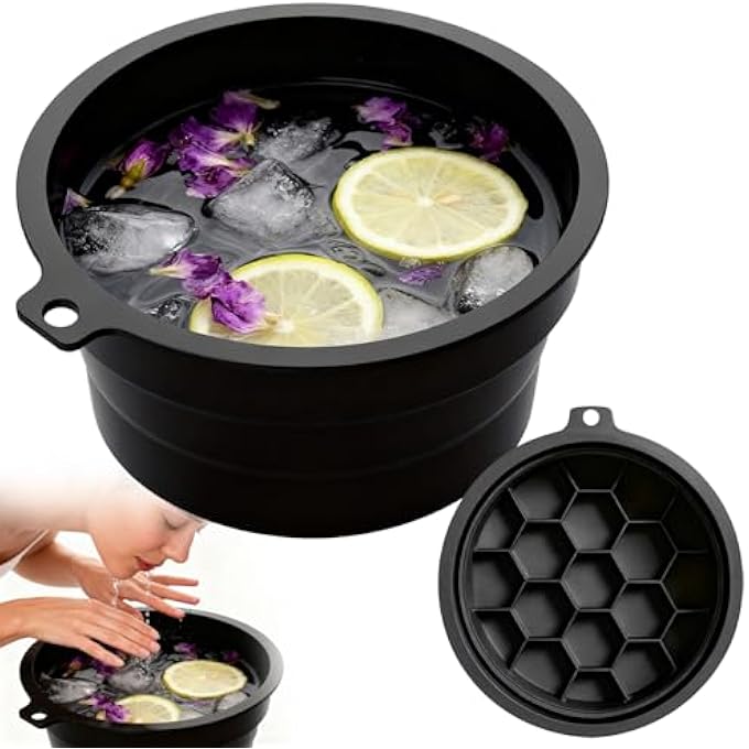 STRBOXONG FACE BOWL FOR ICE WITH BUILT-IN ICETRAY, PORTABLE FOLDING SILICONE ICE BOWL FOR FACE, 2110CM, COLLAPSIBLE, FACIAL PLUNGE BEAUTY CARE SKIN, SUITABLE FOR HOME, TRAVEL, CAMPING - Image 1